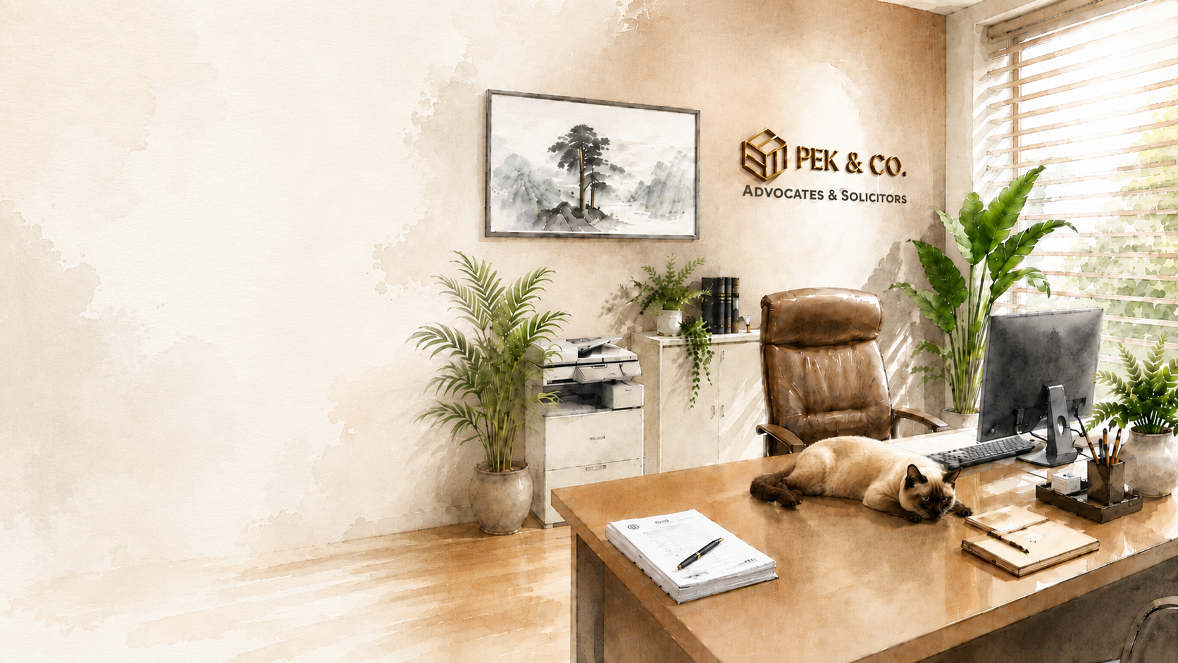 PEK & Co. office — watercolor scene